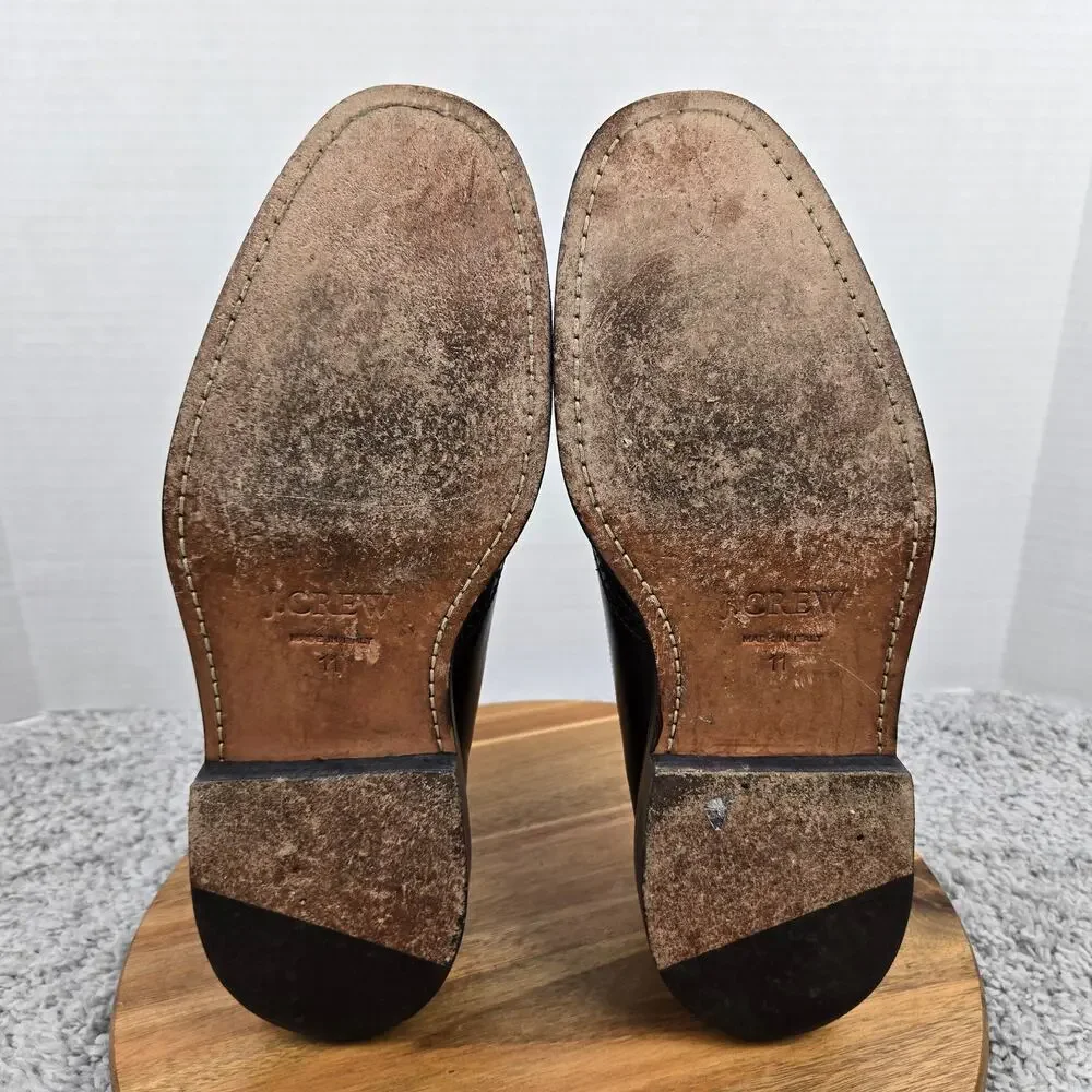 J. Crew Mens 11 Gifford Brown Leather Wingtip Medallion Brogue Derby Dress Shoe